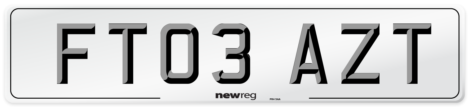 FT03 AZT Number Plate from New Reg